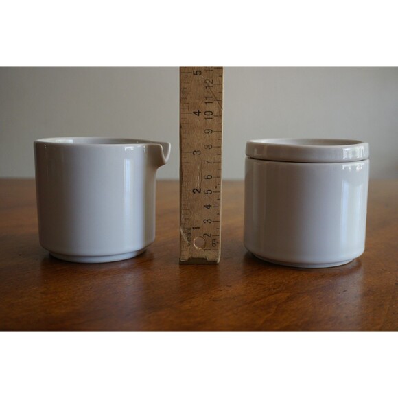 White Bauhaus Trend Pacific Coffee Tea Creamer & Sugar Set Isamu Kenmochi Vtg - Picture 2 of 11